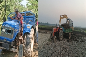 শান্তিগঞ্জে প্রশাসনকে বৃদ্ধাঙ্গুলি দেখিয়ে মাটি লুট