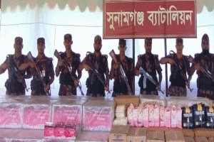 সুনামগঞ্জে ১ কোটি ৬২ লাখ  টাকার অবৈধ মালামাল জব্দ