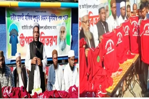 বিশ্বনাথে রিকশা শ্রমিকদের মাঝে এমপি প্রার্থী মুফতি ক্বাসিমীর উপহার বিতরণ