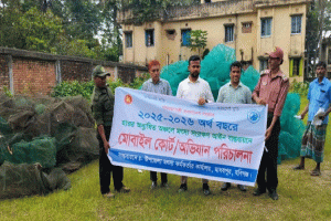 মাধবপুরে ৮ লাখ টাকার ১০৩টি ‘চায়না দুয়ারি’ জাল জব্দ ও ধ্বংস