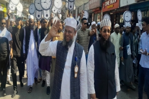 মৌলভীবাজার-৩ আসনে ১০ দলীয় জোটের দেয়ালঘড়ি প্রতীকের প্রার্থীর গণসংযোগ