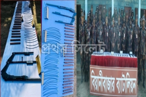 বড়লেখায় বিপুল পরিমাণ বিস্ফোরক ও আগ্নেয়াস্ত্র উদ্ধার