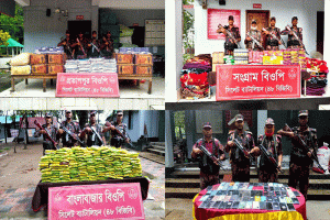 সিলেট সীমান্তে ৪৭ লাখ টাকার চোরাচালানী পণ্য আটক
