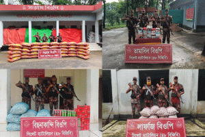 সিলেট সীমান্তে ৭৮ লাখ টাকার চোরাচালানী মালামাল আটক